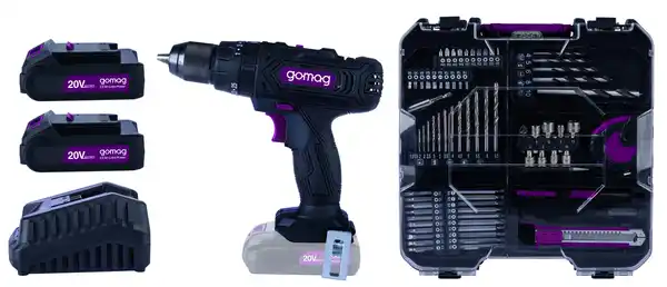 Bild 1 von Gomag Akku-Schlagbohrschrauber-Set GO-CSK74/2 20 V Mobile Werkstatt 2 Akkus & Ladegerät