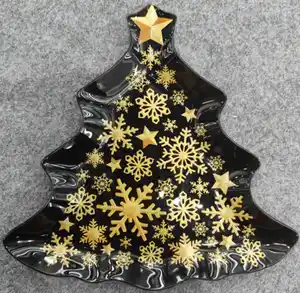 WH Glasschale Tannenbaum Sterne 24,5x24,7x2cm