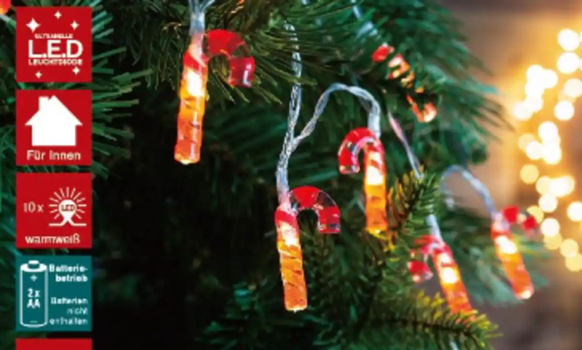 Bild 1 von 10 LED Lichterkette Zuckerstangen ww 2AA NE