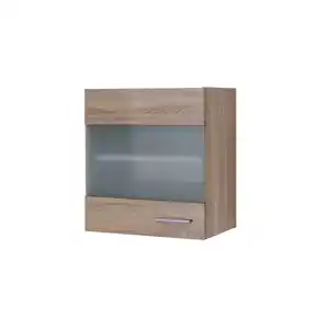 Flex-Well Glas-Hängeschrank »Samoa«, Sonoma Eiche, weiß/braun, melaminbeschichtete Spanplatte