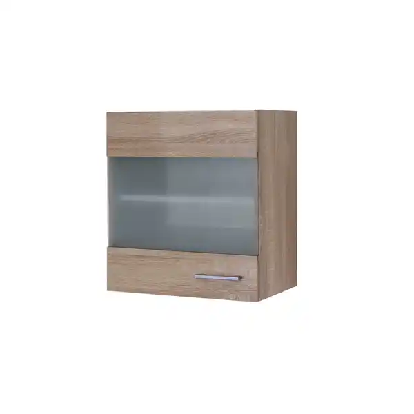 Bild 1 von Flex-Well Glas-Hängeschrank »Samoa«, Sonoma Eiche, weiß/braun, melaminbeschichtete Spanplatte