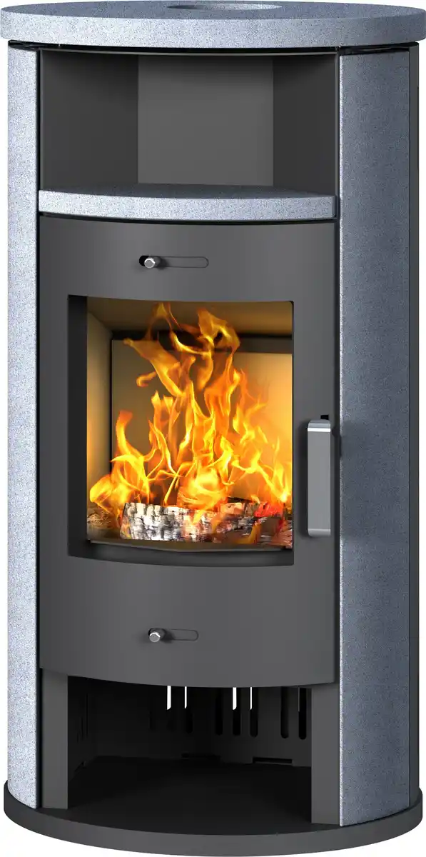 Bild 1 von Accente Kaminofen Verona II Stahl, grau, Naturstein 7,5 kW