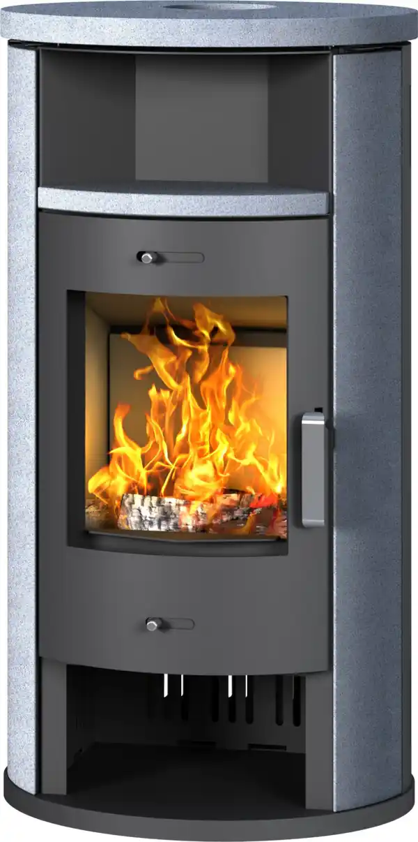 Bild 1 von Accente Kaminofen Verona II Stahl, grau, Naturstein 7,5 kW