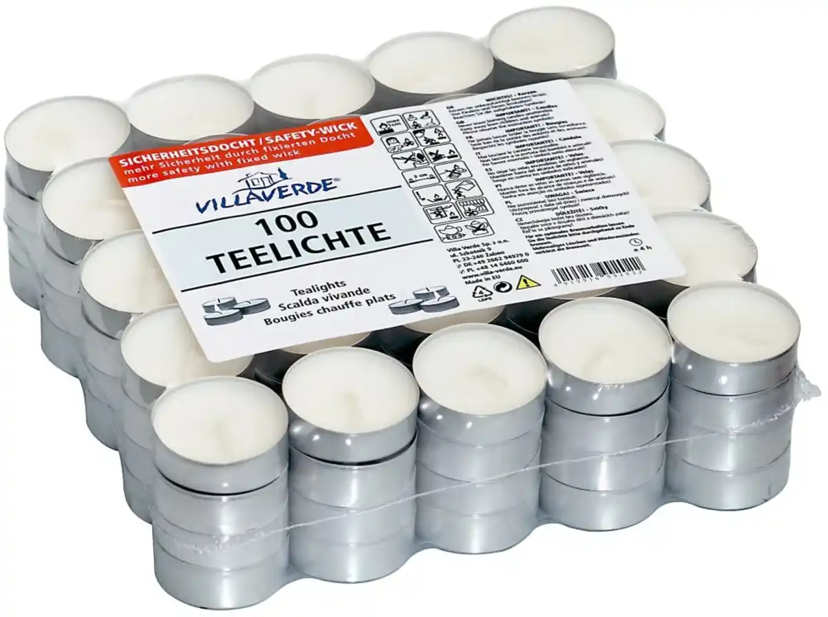 Bild 1 von Villa Verde Teelichter weiß, Höhe: 1,4 cm, Ø 3,7 cm, 100 Stück