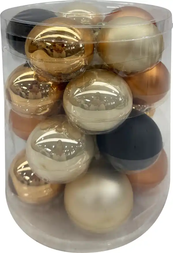 Bild 1 von TrendLine Weihnachtskugeln aus Glas Ø 6 cm brandy-braun schwarz 20 Stück