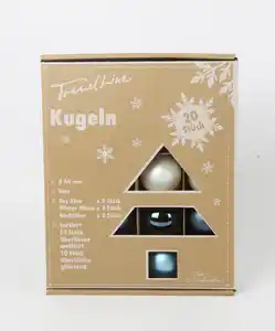 TrendLine Weihnachtskugeln aus Glas Ø 6 cm blau weiß 20 Stück