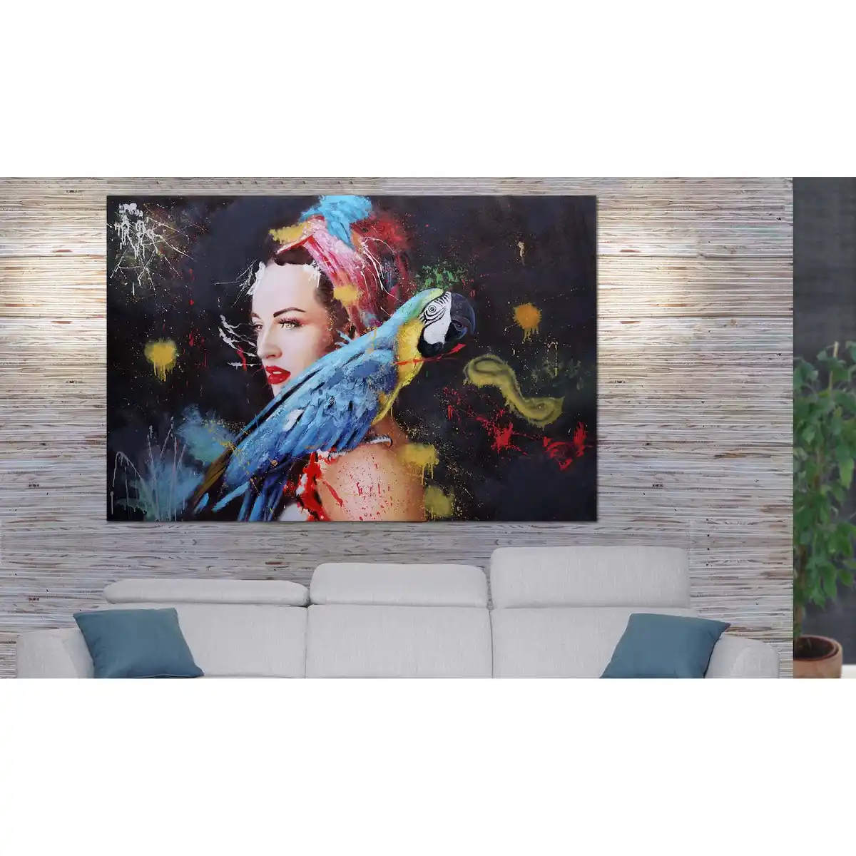 Bild 1 von Ölgemälde Frau MCW-H25, Leinwandbild Wandgemälde Gemälde, handgemaltes XL Wandbild ~ 100x150cm