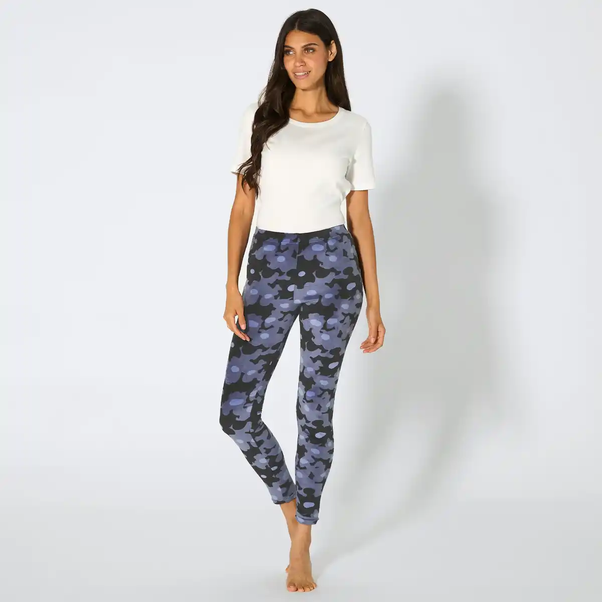 Bild 1 von Damen-Homewear-Velvet-Leggings mit Blumen-Muster