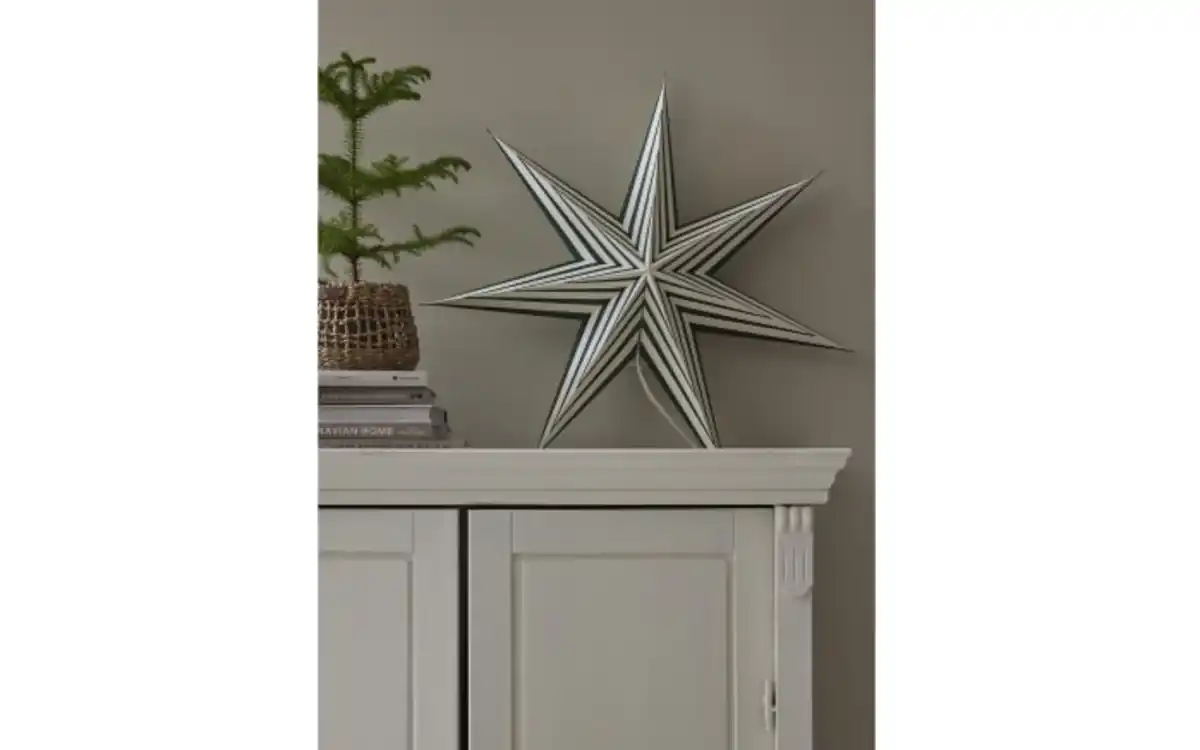 Bild 3 von Papier Stern Stripe, dunkelgrün/weiß, 70 cm