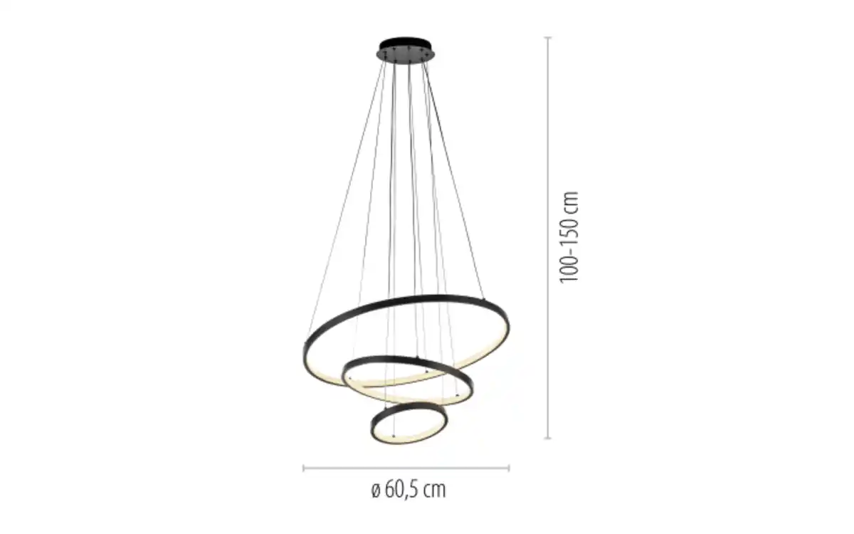 Bild 2 von LED-Pendelleuchte Cerchi, schwarz, inkl. Höhenverstellung