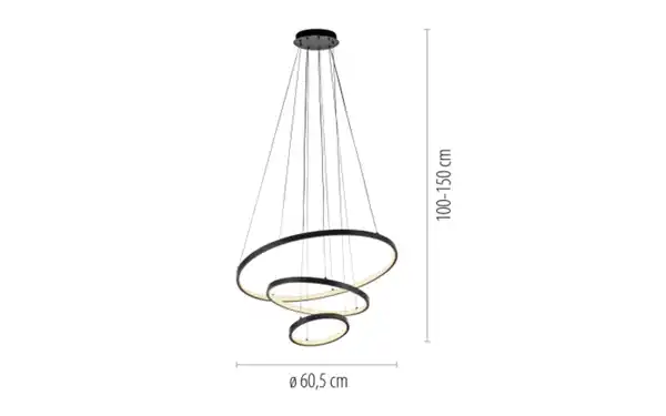 Bild 2 von LED-Pendelleuchte Cerchi, schwarz, inkl. Höhenverstellung