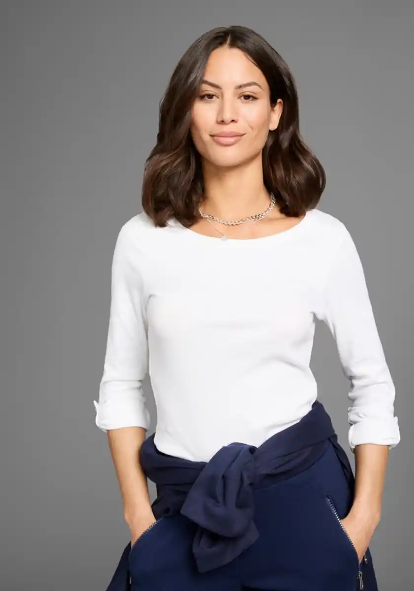 Bild 1 von KangaROOS Langarmshirt mit fixierbaren turn-up Ärmel, Weiß