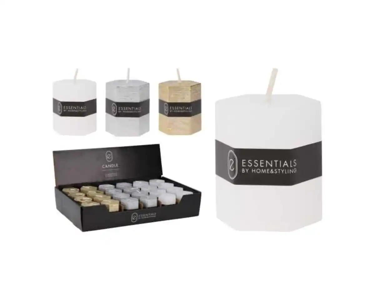 Bild 1 von TD Stumpenkerze 4,3x5cm metallic 6eck 3f