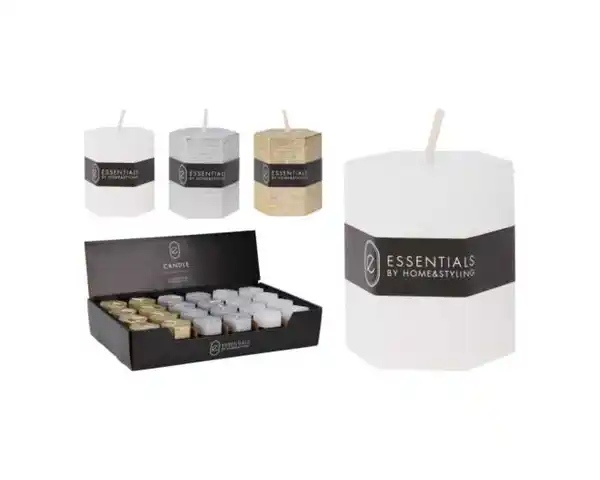 Bild 1 von TD Stumpenkerze 4,3x5cm metallic 6eck 3f