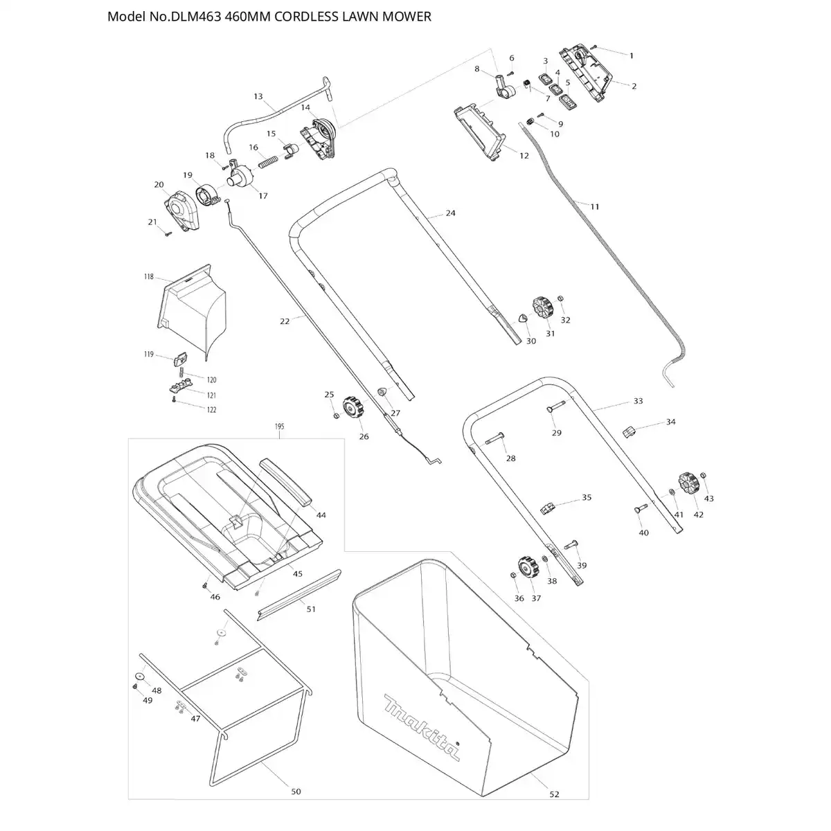 Bild 2 von Makita Akku-Rasenmäher DLM463PT2 mit 2 x 18 V Akku