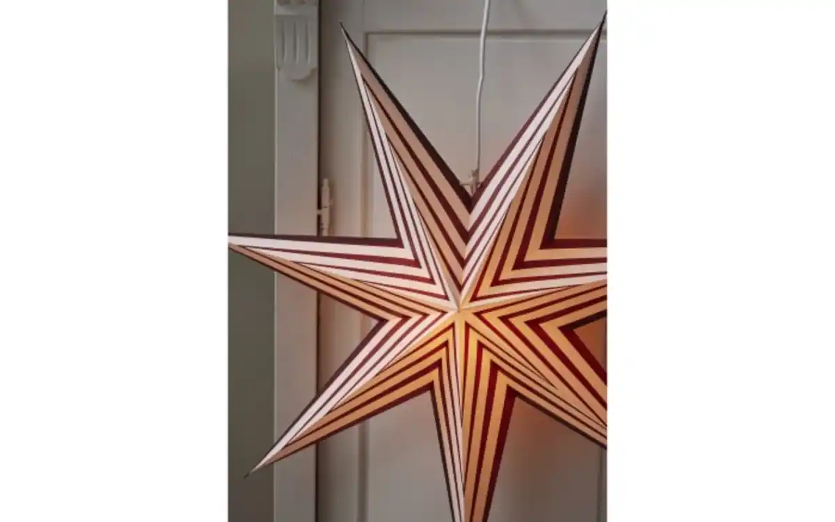 Bild 3 von Papier Stern Stripe, dunkelrot/weiß, 60 cm