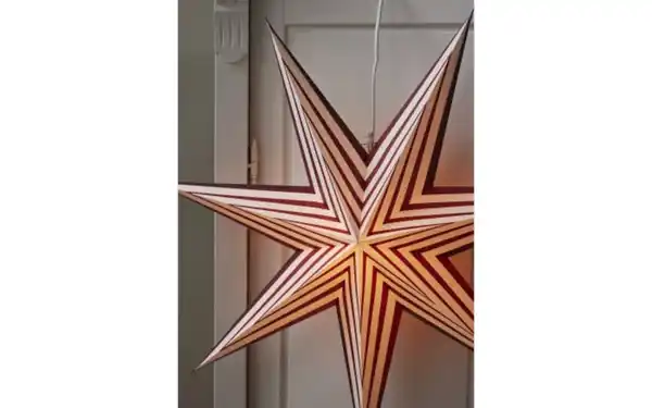 Bild 3 von Papier Stern Stripe, dunkelrot/weiß, 60 cm