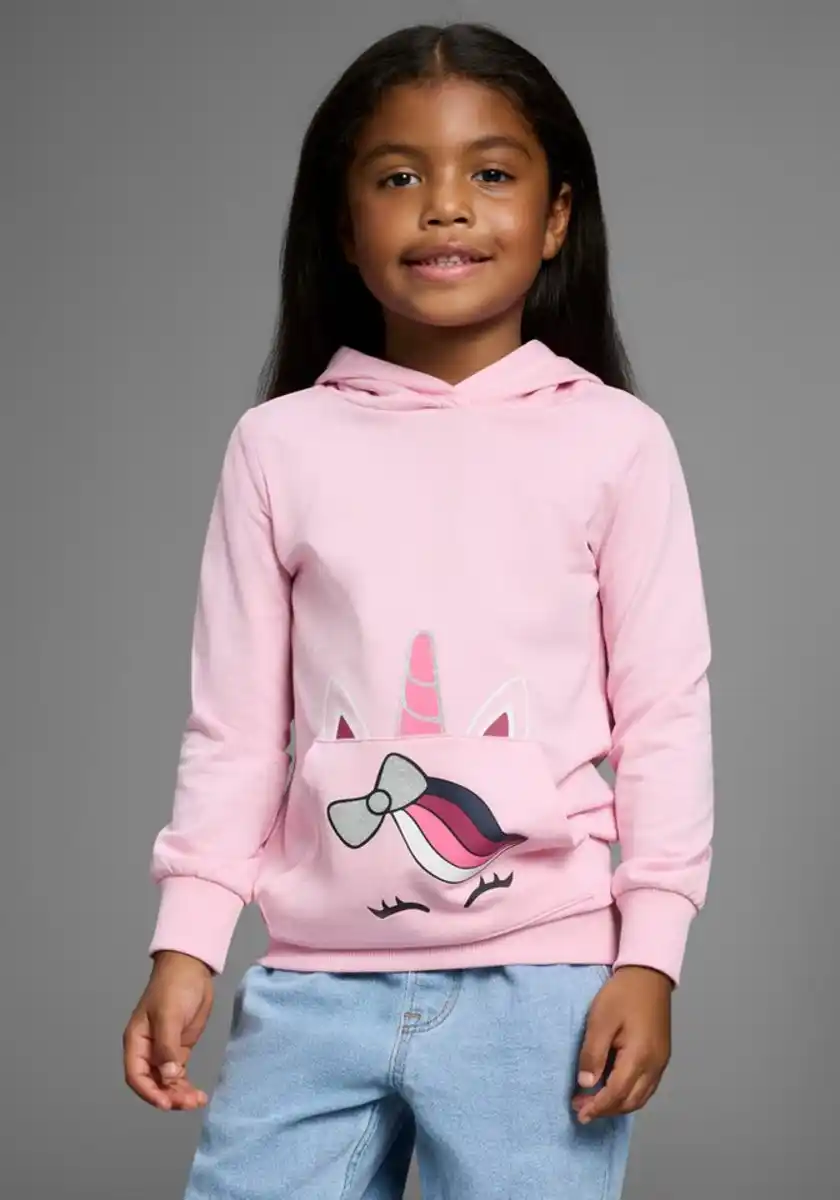 Bild 1 von KIDSWORLD Longsweatshirt mit niedlichem Taschendruck, Rosa