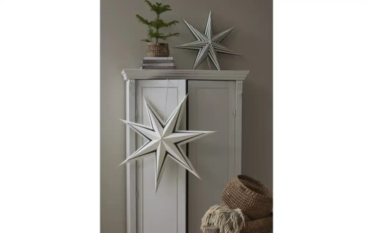 Bild 4 von Papier Stern Stripe, dunkelgrün/weiß, 70 cm