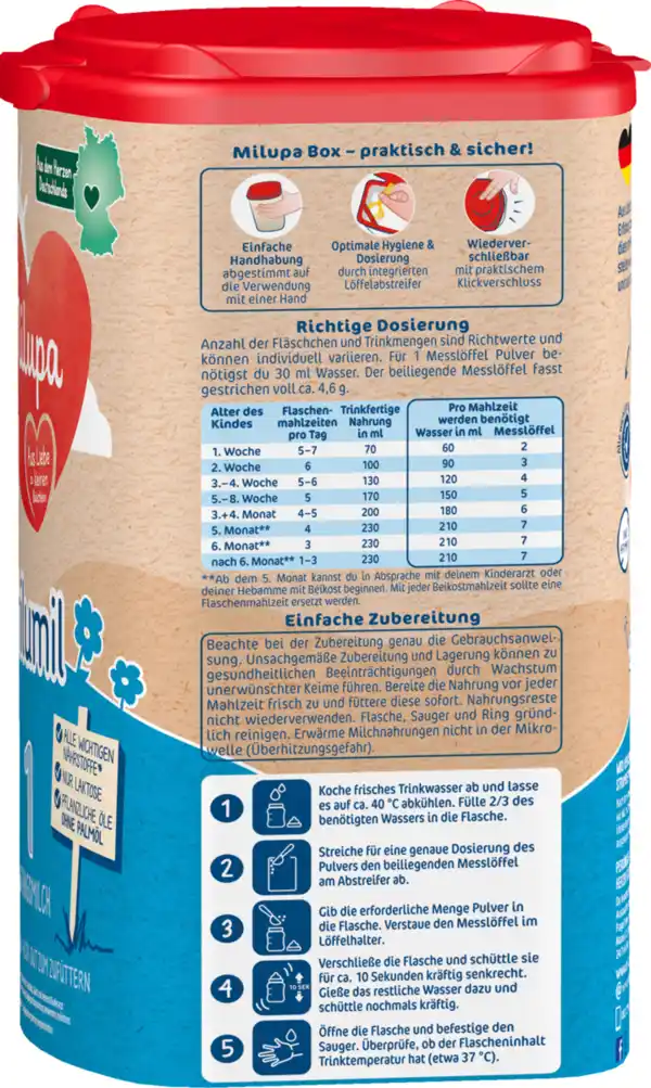 Bild 2 von Milupa Milumil 1 Anfangsmilch von Geburt an, 800 g