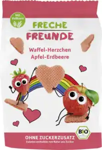 Freche Freunde Bio Waffel-Herzchen Apfel-Erdbeere, 25 g