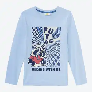 Kinder-Jungen-Langarmshirt mit Rundhalsausschnitt