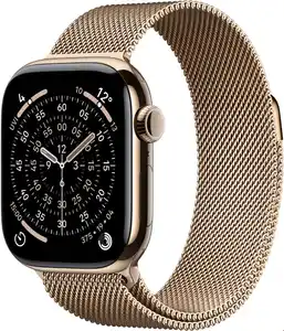 Apple Watch Series 11 (42mm) GPS+5G Smartwatch Titan mit Milanaise Armband gold/gold