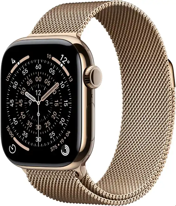 Bild 1 von Apple Watch Series 11 (42mm) GPS+5G Smartwatch Titan mit Milanaise Armband gold/gold