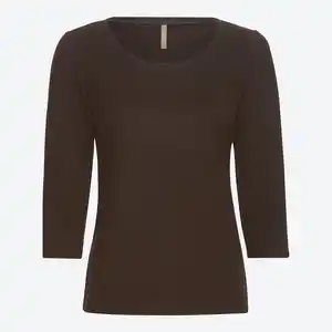 Damen-Shirt mit 3/4-Arm in Rippstrick