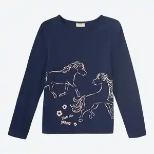 Kinder-Mädchen-Langarmshirt mit Rundhalsausschnitt
