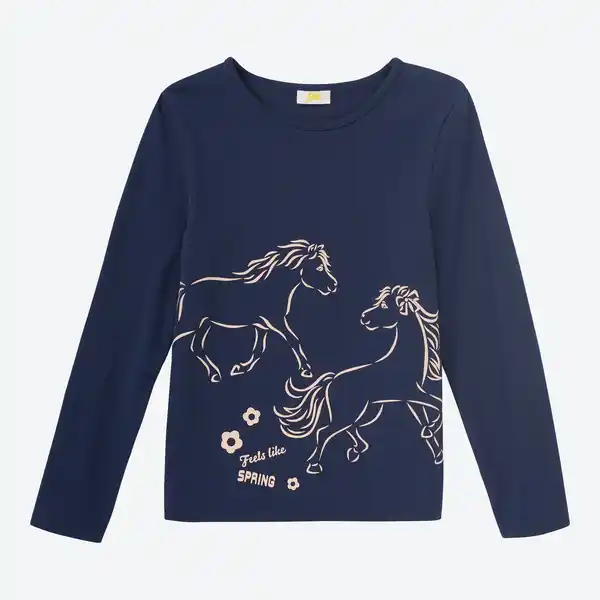 Bild 1 von Kinder-Mädchen-Langarmshirt mit Rundhalsausschnitt