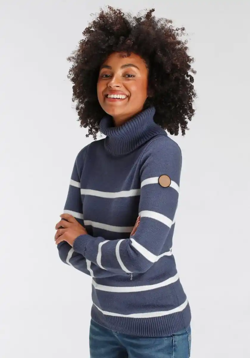 Bild 1 von KangaROOS Rollkragenpullover in lässiger Form mit Kontraststreifen, Blau|weiß