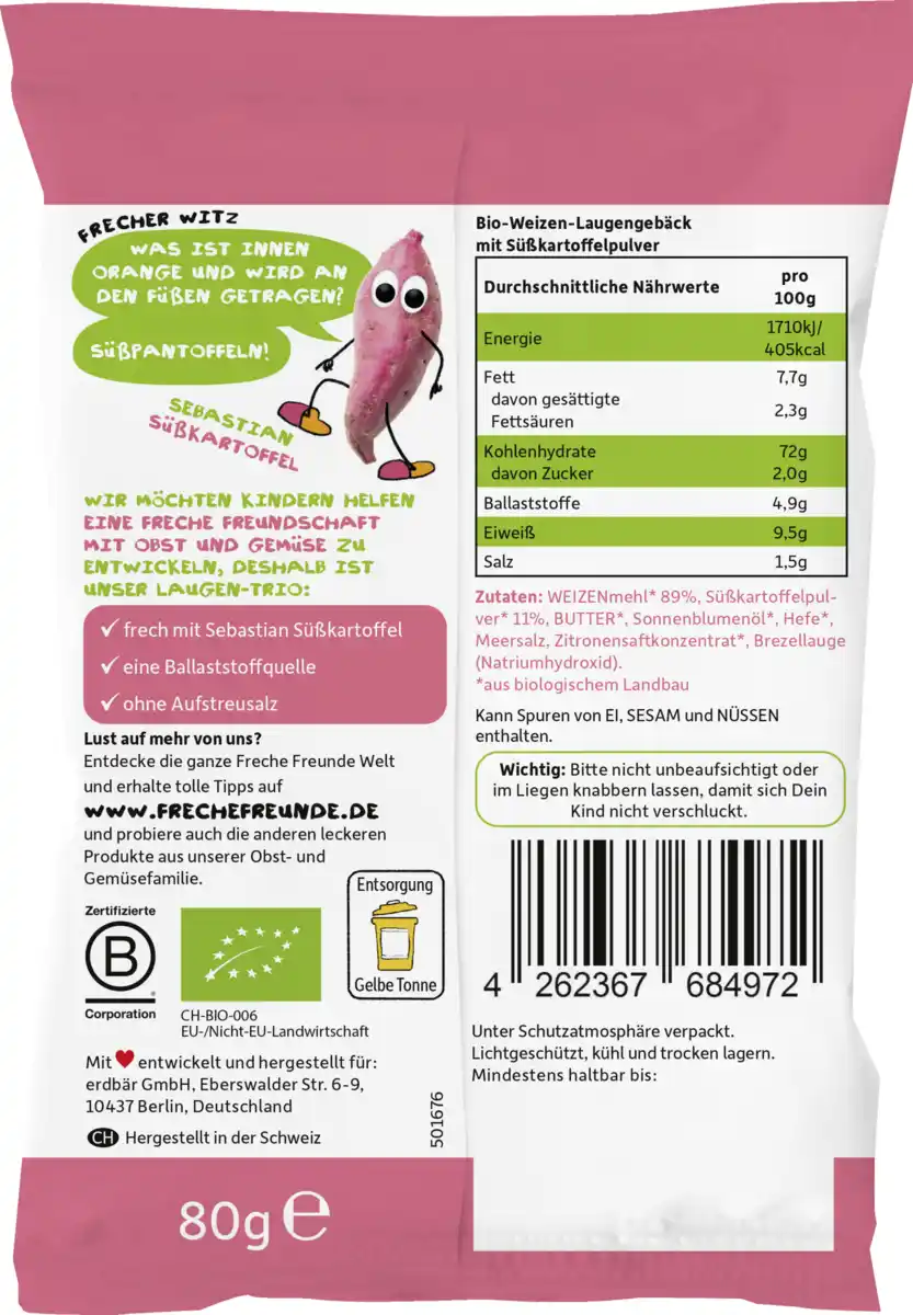 Bild 2 von Freche Freunde Bio Himmlisches Laugen-Trio Süßkartoffel, 80 g