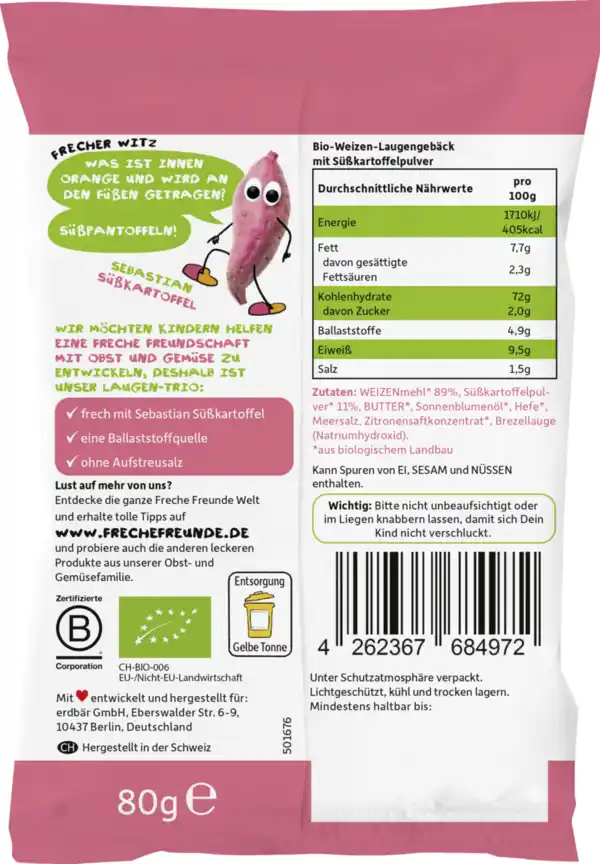 Bild 2 von Freche Freunde Bio Himmlisches Laugen-Trio Süßkartoffel, 80 g