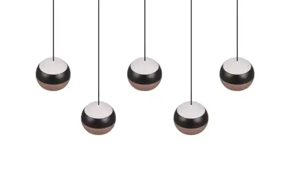 Bild 2 von LED-Pendelleuchte Orbit, schwarz/coffee, 5-flammig, 100 cm, inkl. Dimmfunktion