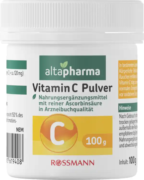 Bild 1 von altapharma Vitamin C Pulver, reine Ascorbinsäure, Arzneibuchqualität, 100 g