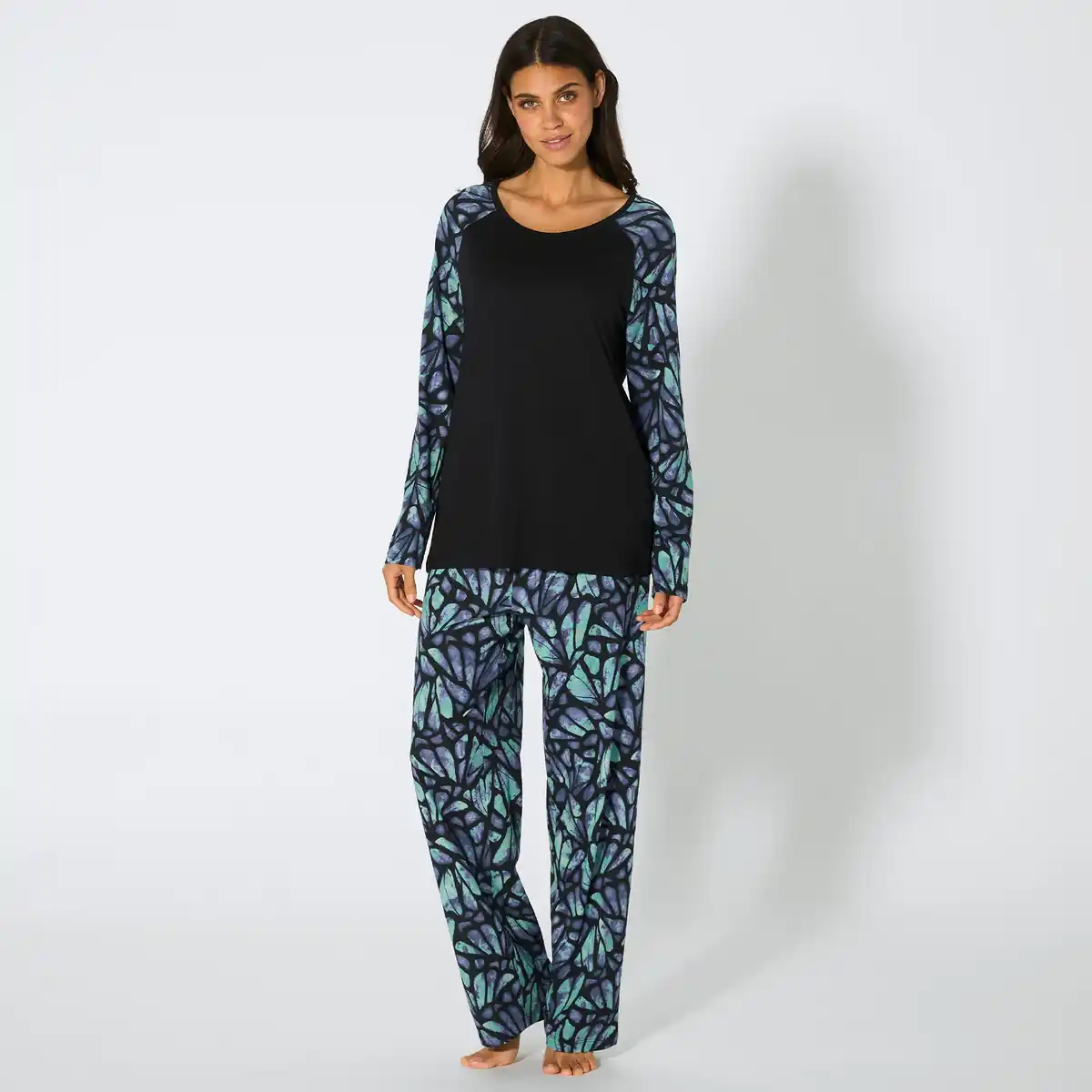 Bild 1 von Damen-Pyjama mit Schmetterlingsmuster, 2-teilig