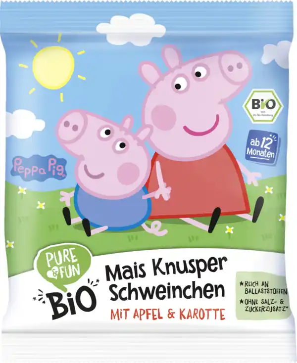 Bild 1 von Pure&Fun Peppa Pig Bio Mais Knusper Schweinchen, 30 g