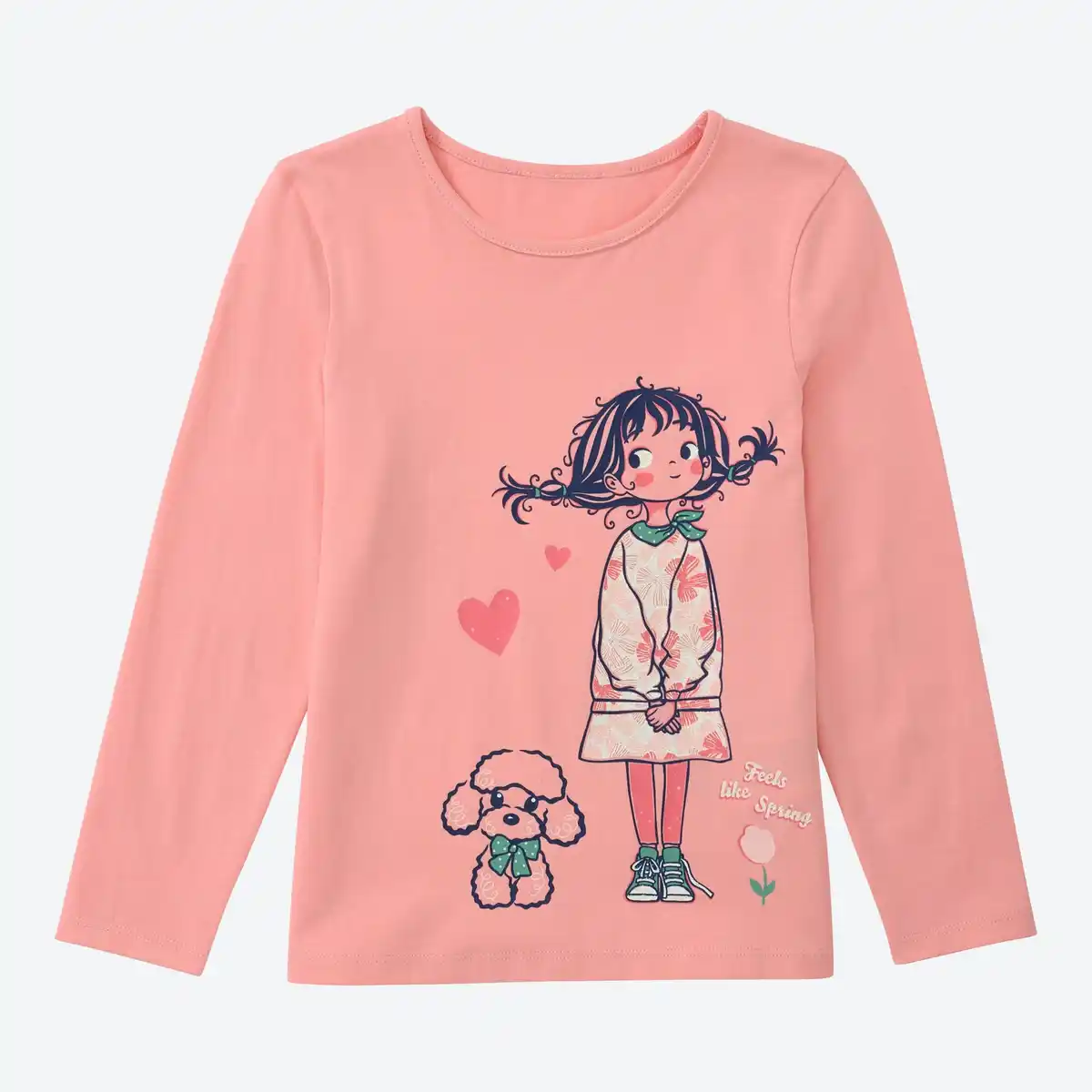 Bild 1 von Kinder-Mädchen-Langarmshirt mit Rundhalsausschnitt