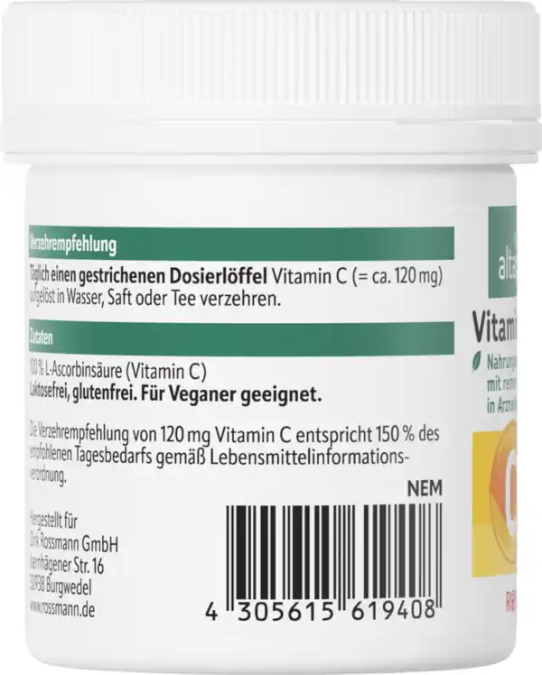 Bild 4 von altapharma Vitamin C Pulver, reine Ascorbinsäure, Arzneibuchqualität, 100 g