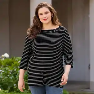 Damen-Langarmshirt mit Bootausschnitt, große Größen