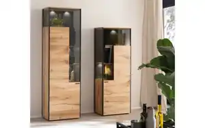 Schöner Wohnen Kollektion - Vitrine Andra, Eiche rustico/anthrazit, 174 cm