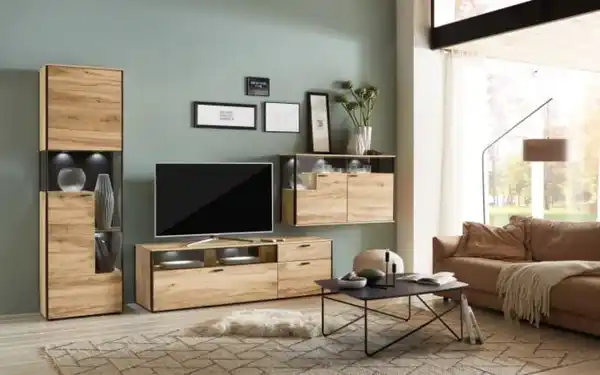 Bild 2 von Schöner Wohnen Kollektion - Vitrine Andra, Eiche rustico/anthrazit, 174 cm