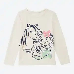 Kinder-Mädchen-Langarmshirt mit Frontaufdruck