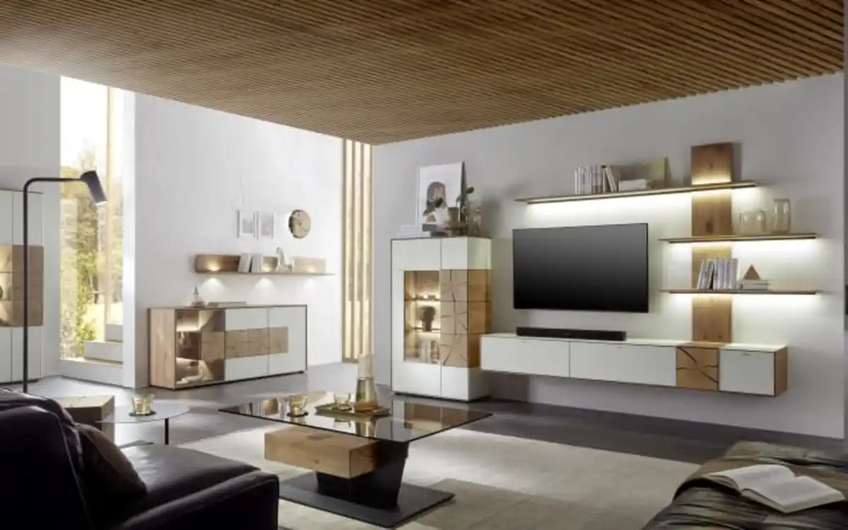 Bild 1 von Hartmann - Wohnwand Caya, Kerneiche Umato/weiß