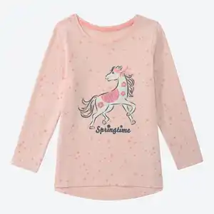 Kinder-Mädchen-Shirt mit Pferde-Aufdruck