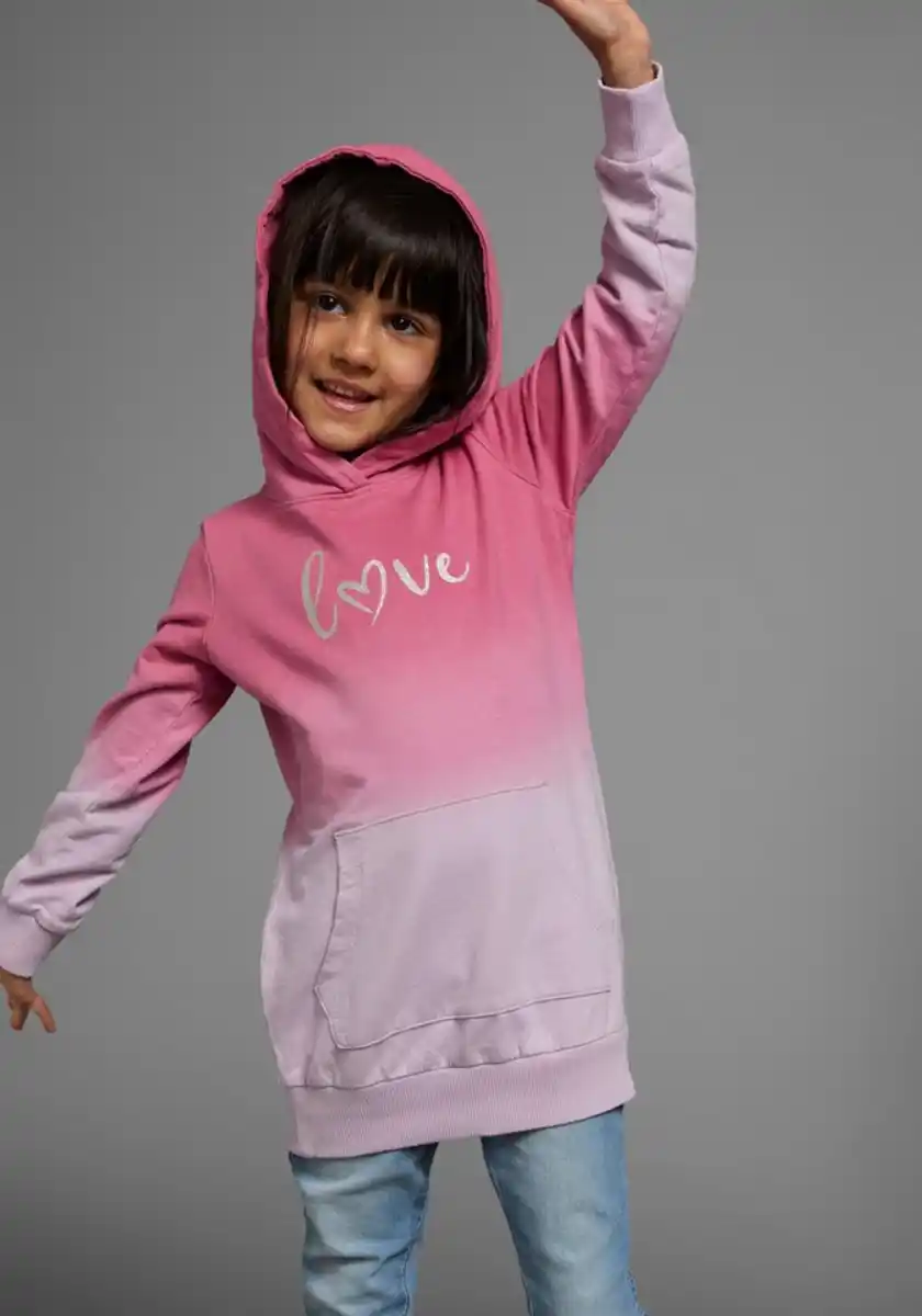 Bild 1 von KIDSWORLD Longsweatshirt LOVE im Farbverlauf mit Kapuze, Rosa