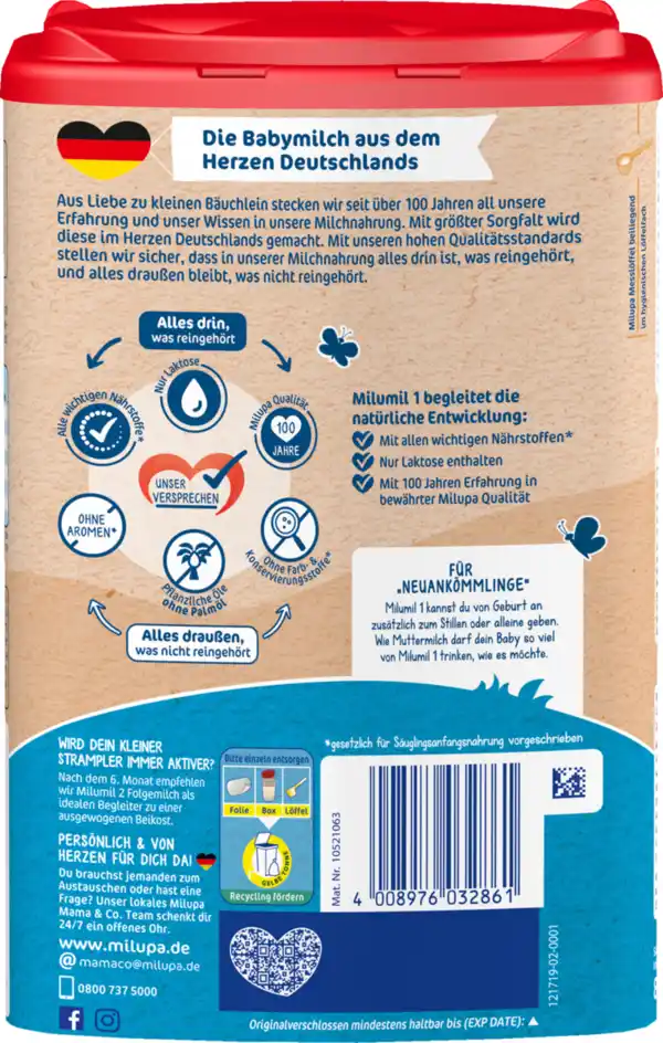 Bild 4 von Milupa Milumil 1 Anfangsmilch von Geburt an, 800 g