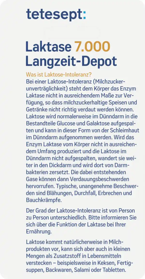 Bild 3 von tetesept Laktase 7.000 Langzeit-Depot Mini-Tabletten, 25,2 g