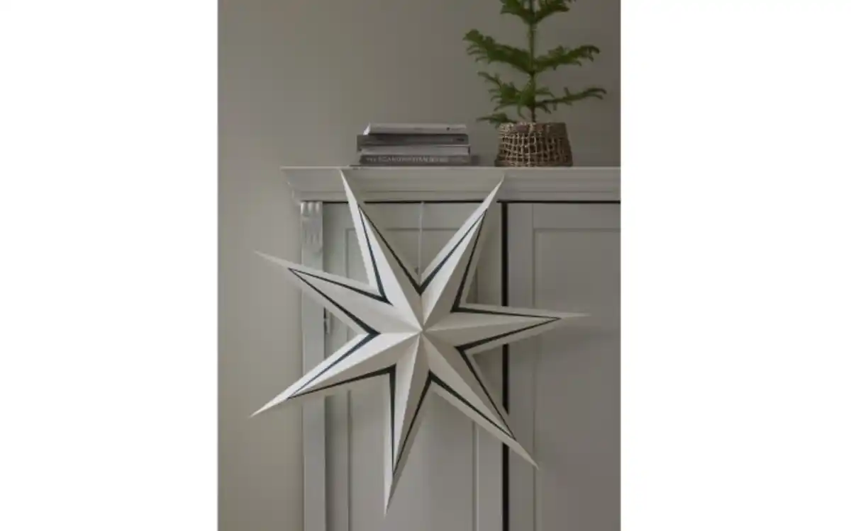 Bild 3 von Papier Stern Stripe, dunkelgrün/weiß, 70 cm